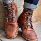 Wyatt | Men’s Distressed Leather Cap-Toe Lace-Up Heritage Boots
