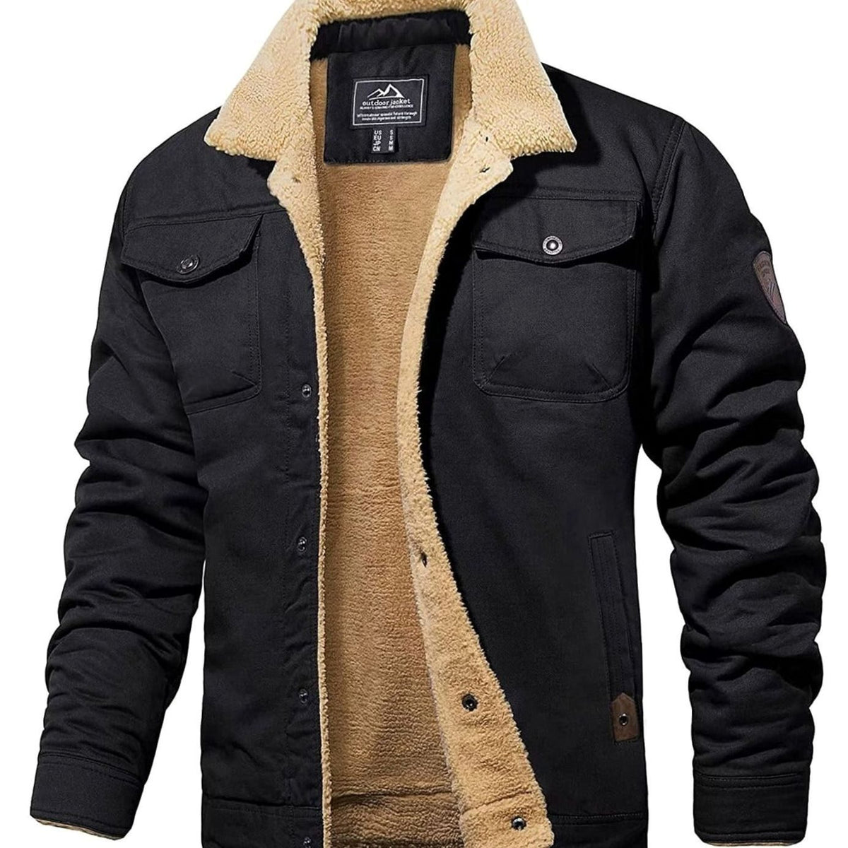 Ethan | Men’s Sherpa-Lined Canvas Trucker Jacket with Fleece Collar
