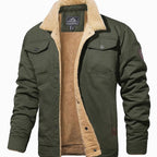 Ethan | Men’s Sherpa-Lined Canvas Trucker Jacket with Fleece Collar