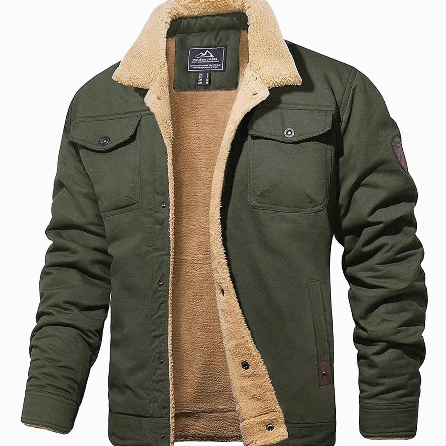 Ethan | Men’s Sherpa-Lined Canvas Trucker Jacket with Fleece Collar