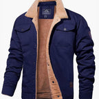 Ethan | Men’s Sherpa-Lined Canvas Trucker Jacket with Fleece Collar