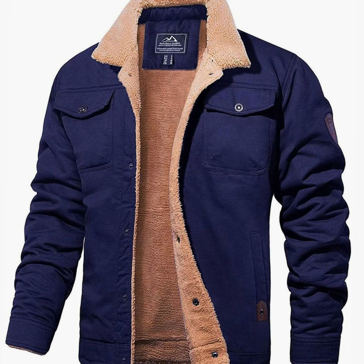 Ethan | Men’s Sherpa-Lined Canvas Trucker Jacket with Fleece Collar