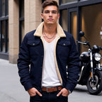 Ethan | Men’s Sherpa-Lined Canvas Trucker Jacket with Fleece Collar
