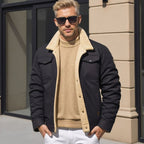 Ethan | Men’s Sherpa-Lined Canvas Trucker Jacket with Fleece Collar