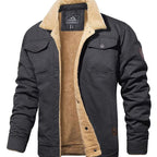 Ethan | Men’s Sherpa-Lined Canvas Trucker Jacket with Fleece Collar