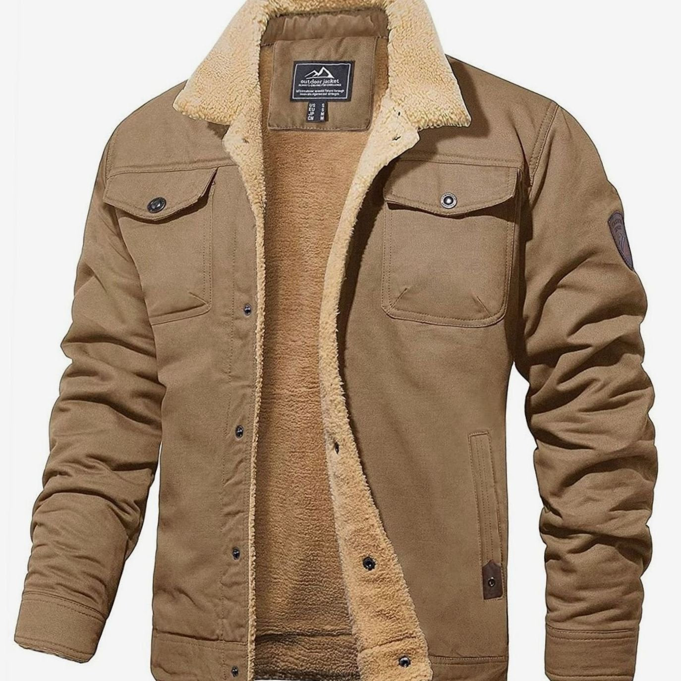 Ethan | Men’s Sherpa-Lined Canvas Trucker Jacket with Fleece Collar