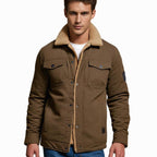Ethan | Men’s Sherpa-Lined Canvas Trucker Jacket with Fleece Collar