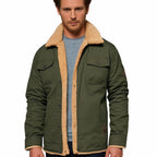 Wyatt | Men’s Contrast Sherpa-Lined Canvas Trucker Jacket