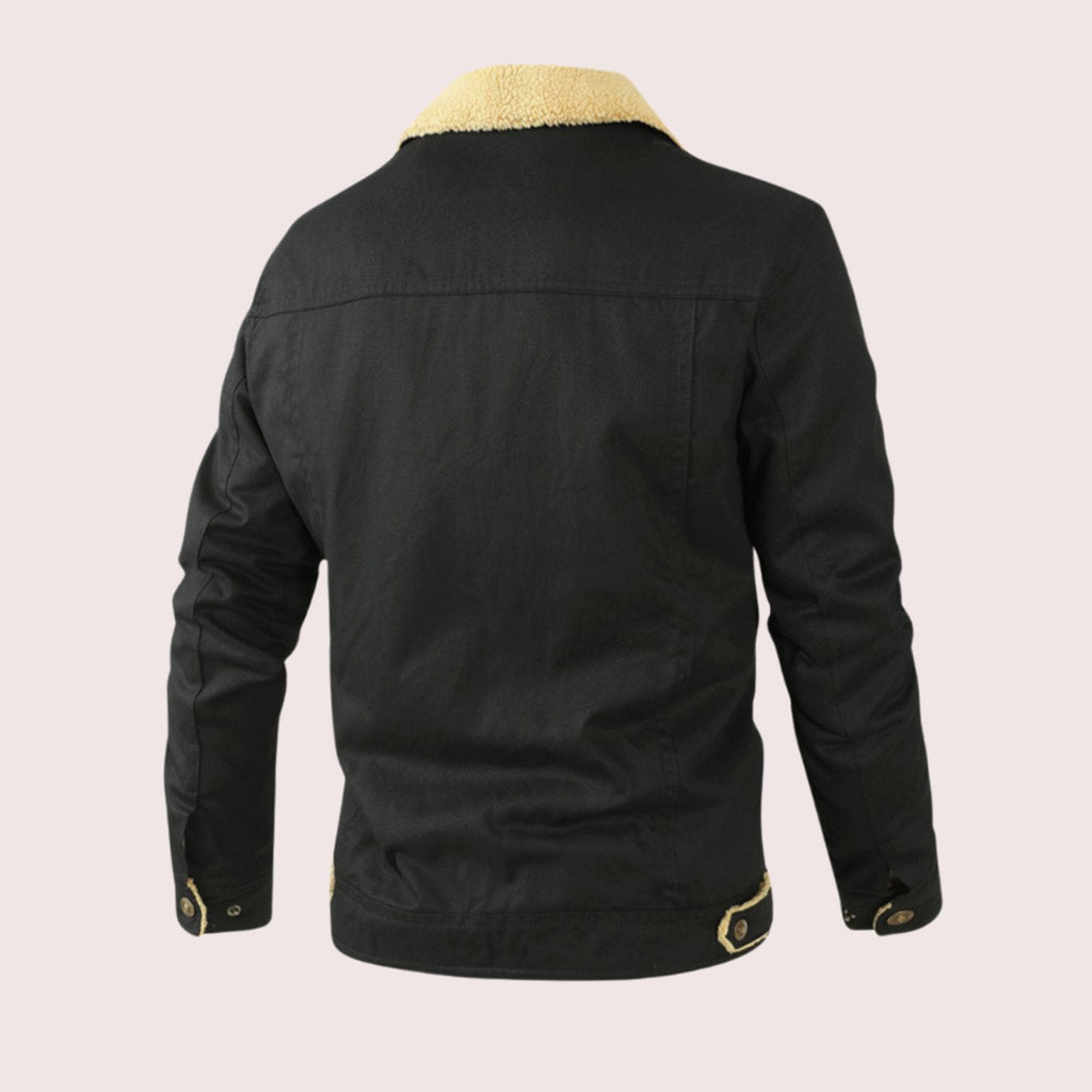 Wyatt | Men’s Contrast Sherpa-Lined Canvas Trucker Jacket