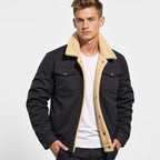 Wyatt | Men’s Contrast Sherpa-Lined Canvas Trucker Jacket