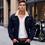 Wyatt | Men’s Contrast Sherpa-Lined Canvas Trucker Jacket