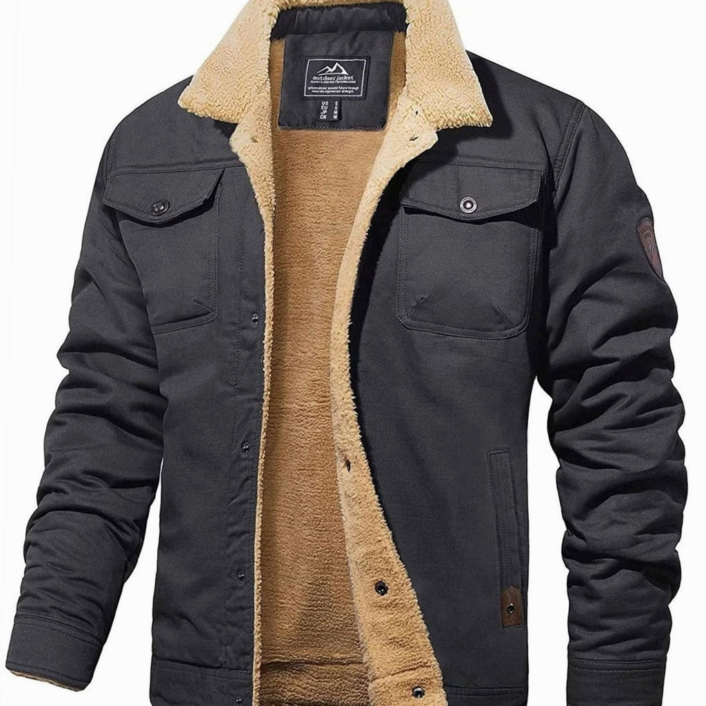 Wyatt | Men’s Contrast Sherpa-Lined Canvas Trucker Jacket