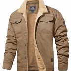 Wyatt | Men’s Contrast Sherpa-Lined Canvas Trucker Jacket