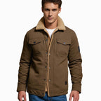 Wyatt | Men’s Contrast Sherpa-Lined Canvas Trucker Jacket