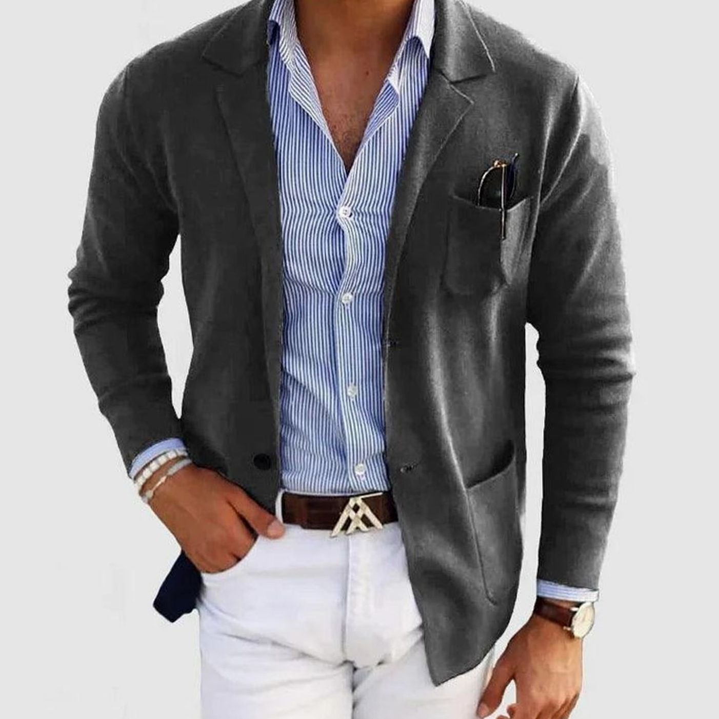 Julian | Men’s Lapel-Collar Fine-Knit Blazer Cardigan