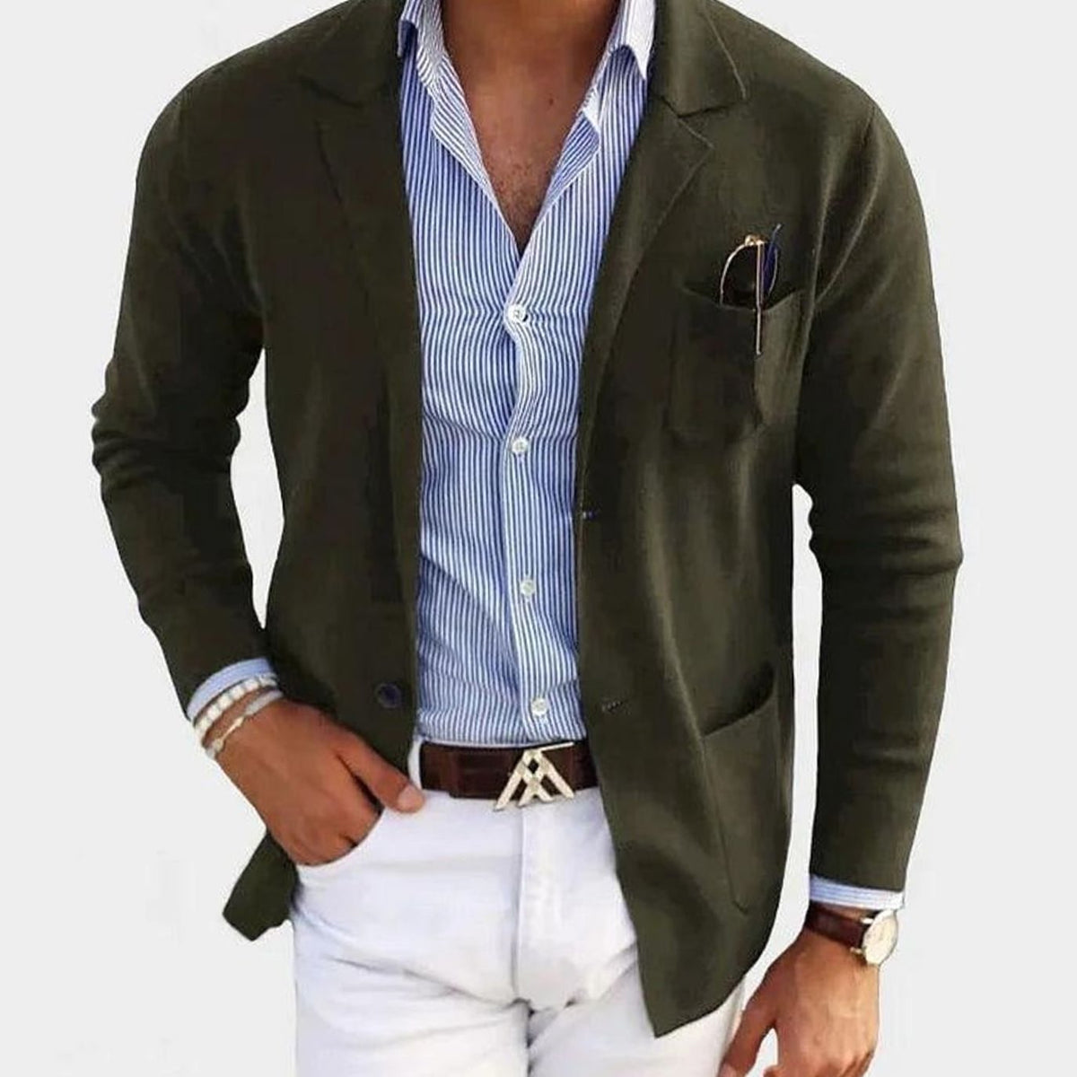 Julian | Men’s Lapel-Collar Fine-Knit Blazer Cardigan