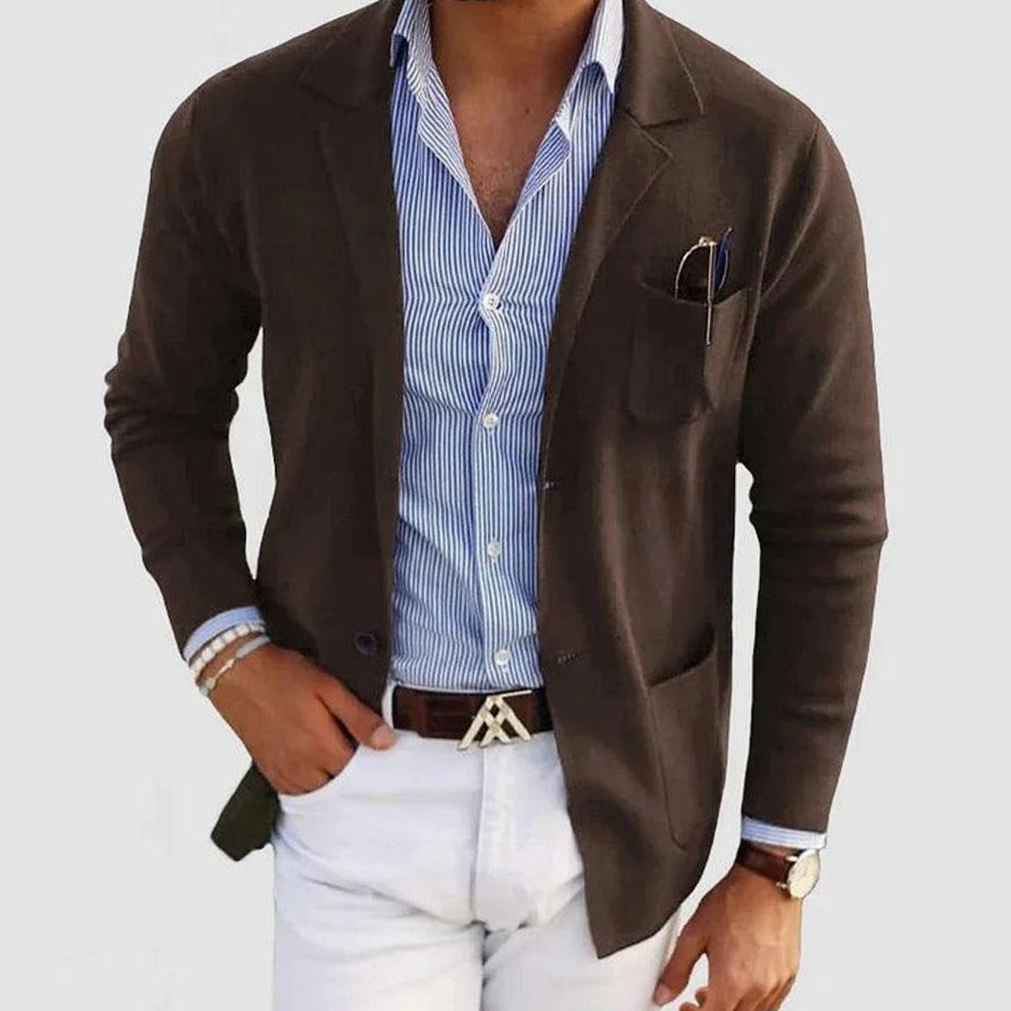 Julian | Men’s Lapel-Collar Fine-Knit Blazer Cardigan