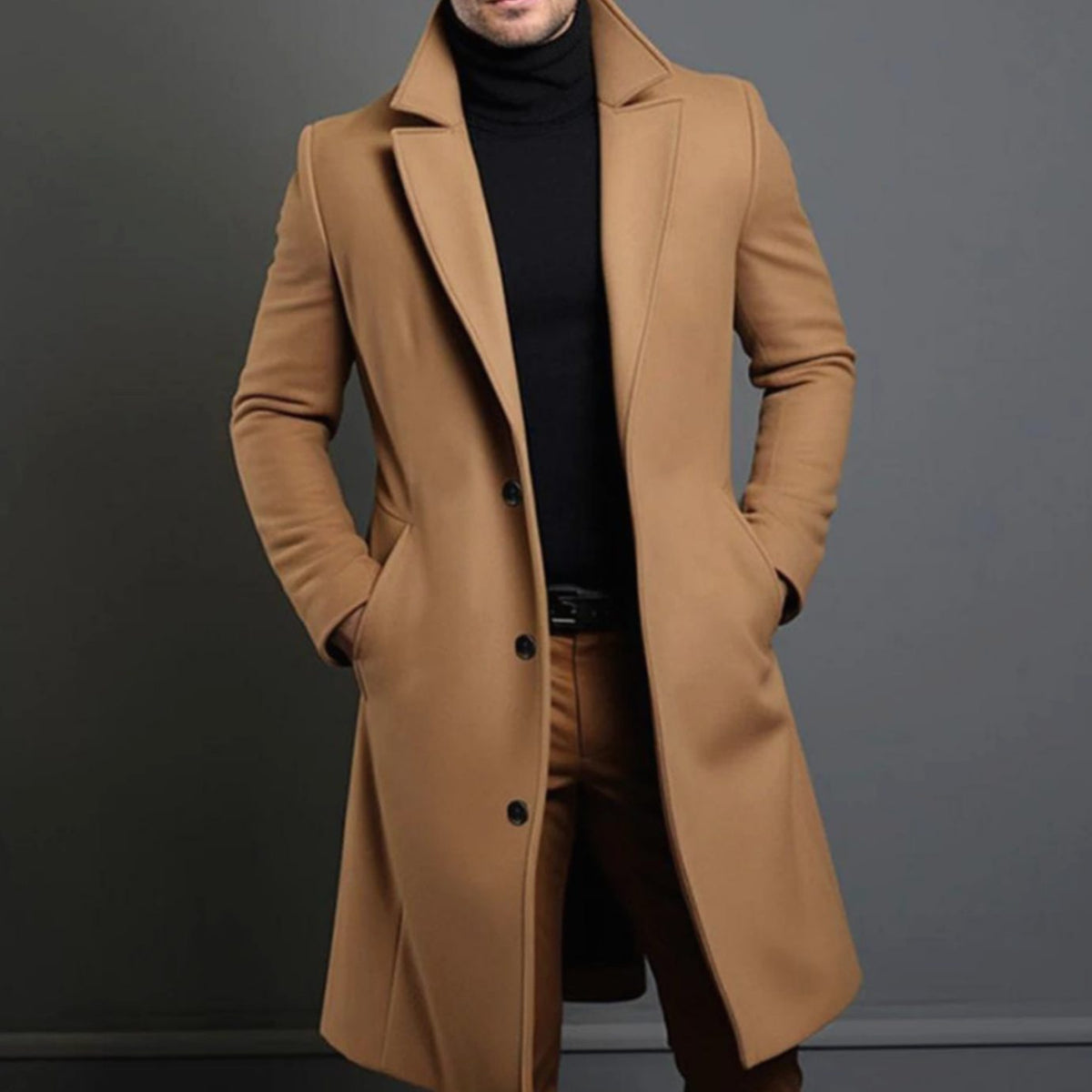 Julian | Men’s Single-Breasted Notched Lapel Wool-Blend Overcoat