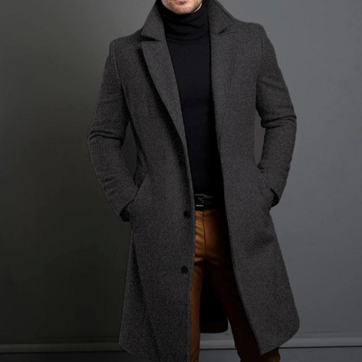 Julian | Men’s Single-Breasted Notched Lapel Wool-Blend Overcoat