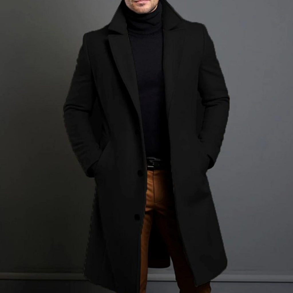 Julian | Men’s Single-Breasted Notched Lapel Wool-Blend Overcoat