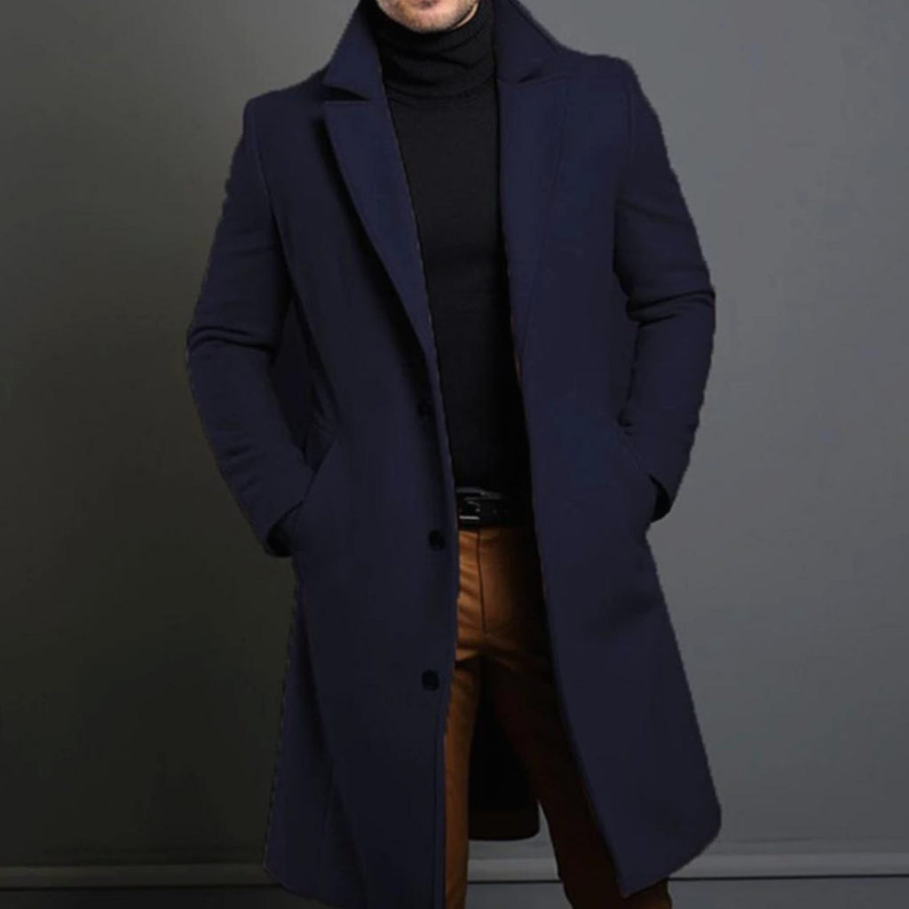 Julian | Men’s Single-Breasted Notched Lapel Wool-Blend Overcoat