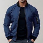 Cole | Men’s Contrast Ribbed Sleeve-Zip Bomber Jacket