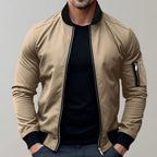 Cole | Men’s Contrast Ribbed Sleeve-Zip Bomber Jacket