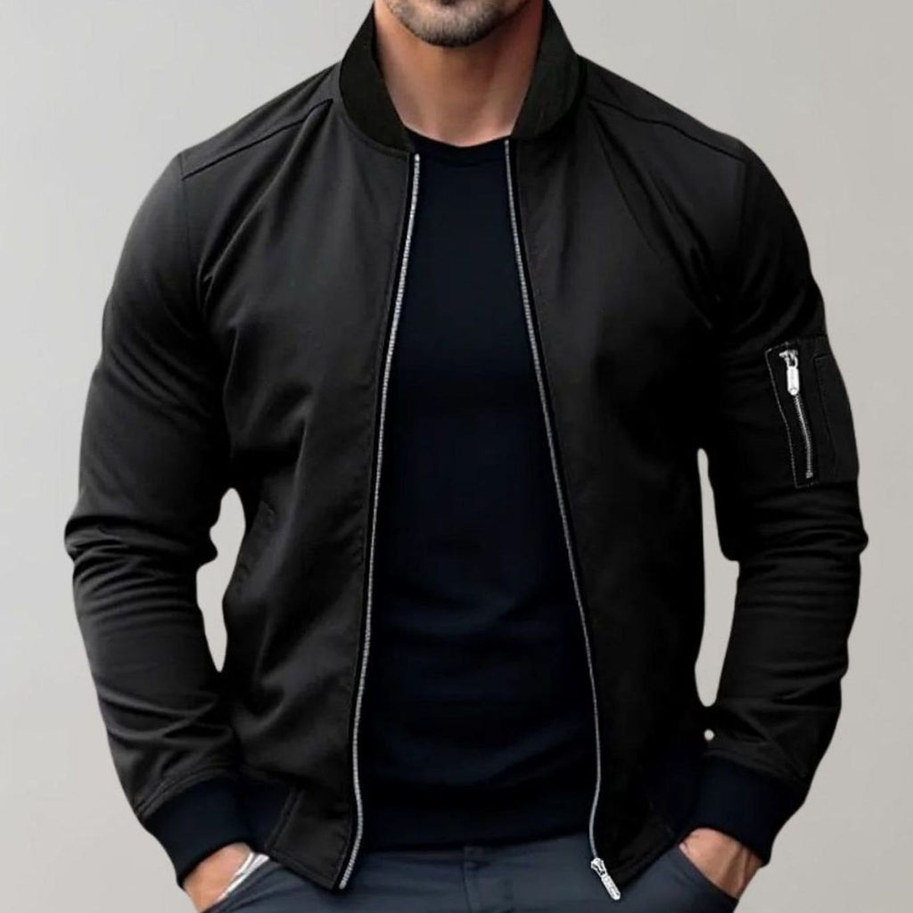 Cole | Men’s Contrast Ribbed Sleeve-Zip Bomber Jacket