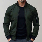 Cole | Men’s Contrast Ribbed Sleeve-Zip Bomber Jacket