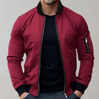 Cole | Men’s Contrast Ribbed Sleeve-Zip Bomber Jacket