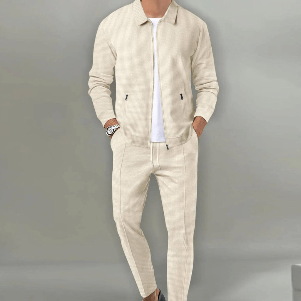 Soren | Men’s Collared Full-Zip Knit Jacket & Tapered Trouser Set