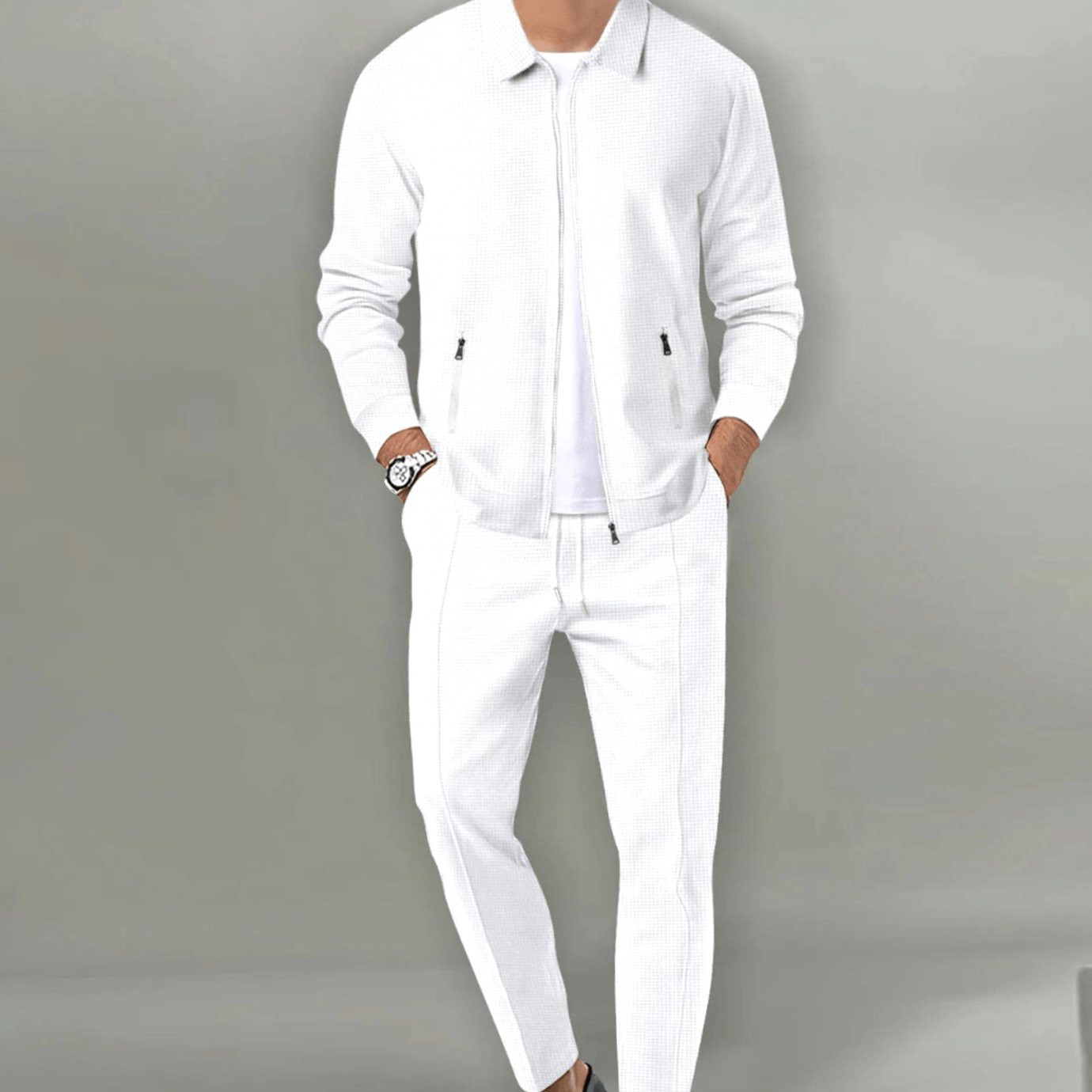 Soren | Men’s Collared Full-Zip Knit Jacket & Tapered Trouser Set