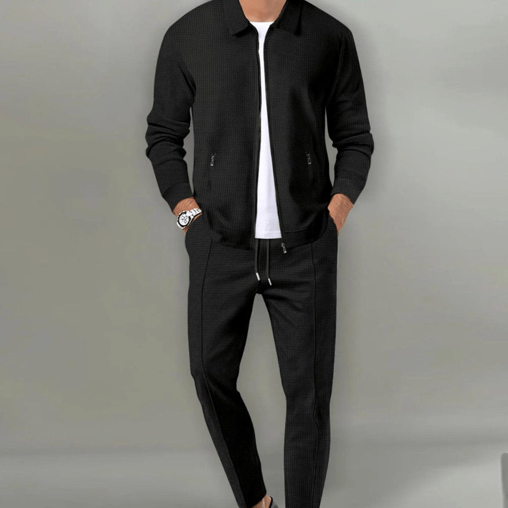 Soren | Men’s Collared Full-Zip Knit Jacket & Tapered Trouser Set