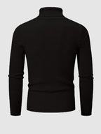 Men's Solid Color Striped Textured Turtleneck Sweater