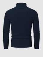 Men's Solid Color Striped Textured Turtleneck Sweater
