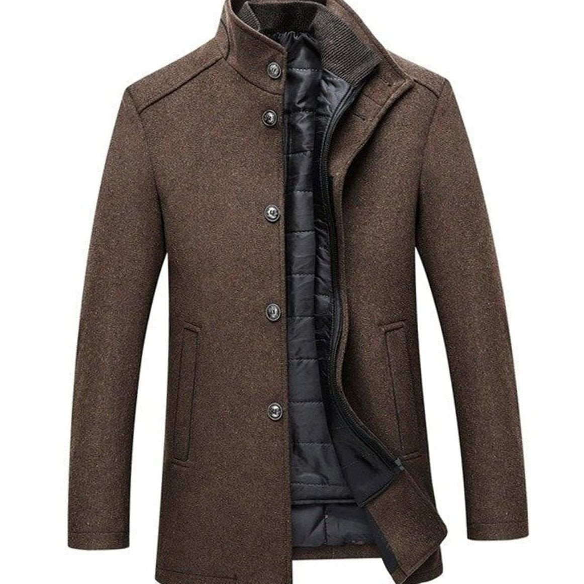 Weston | Men’s Stand-Collar Quilted-Lined Wool-Blend Car Coat