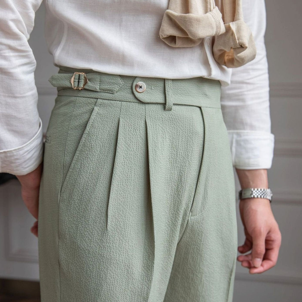 Sterling | Men’s Pleated Side-Adjuster High-Waist Dress Trousers