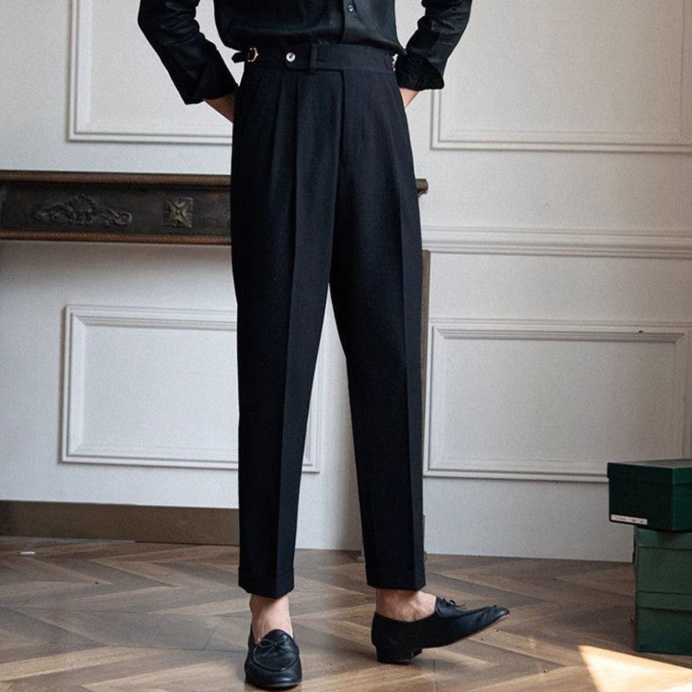 Sterling | Men’s Pleated Side-Adjuster High-Waist Dress Trousers