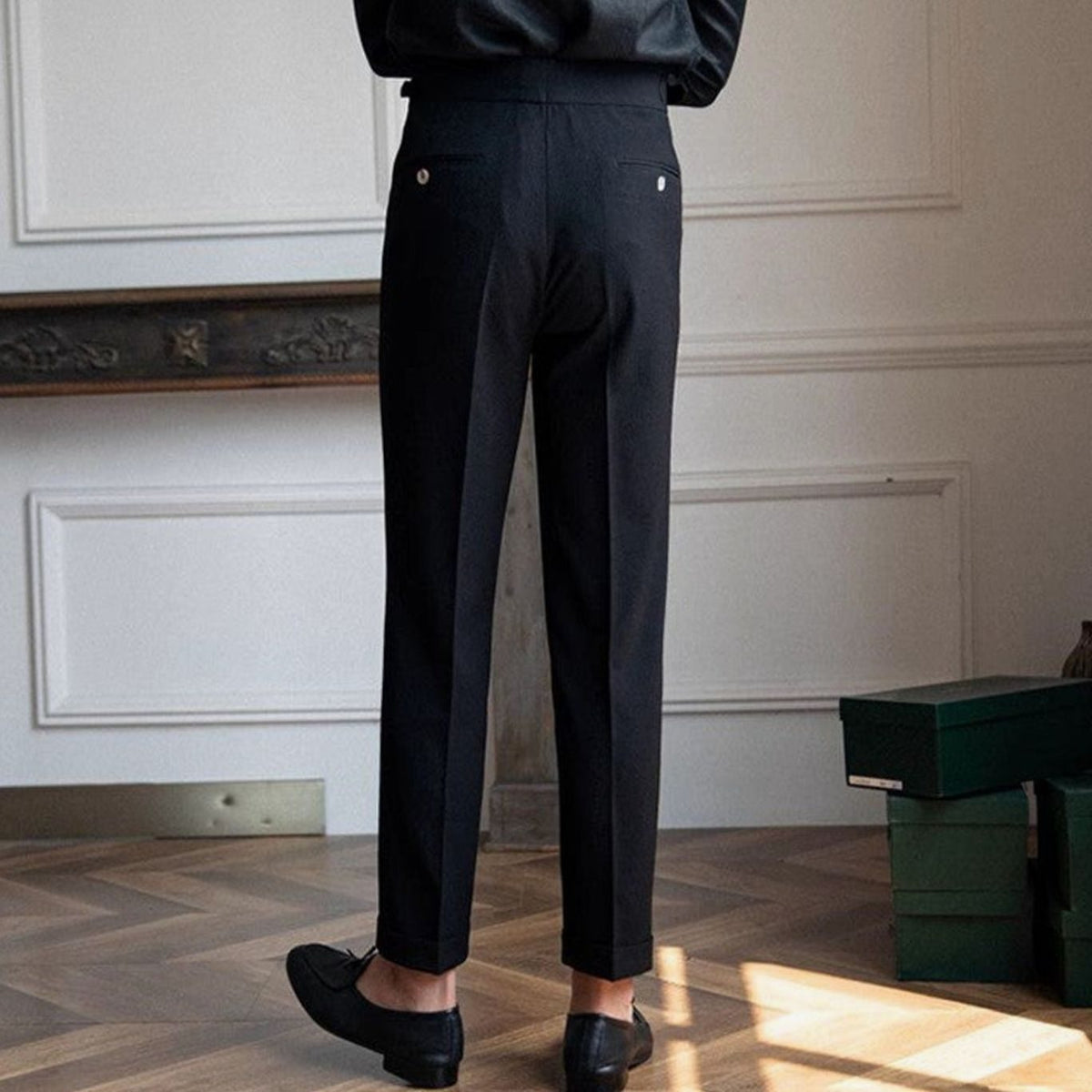 Sterling | Men’s Pleated Side-Adjuster High-Waist Dress Trousers