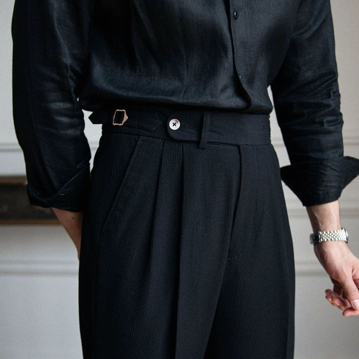 Sterling | Men’s Pleated Side-Adjuster High-Waist Dress Trousers