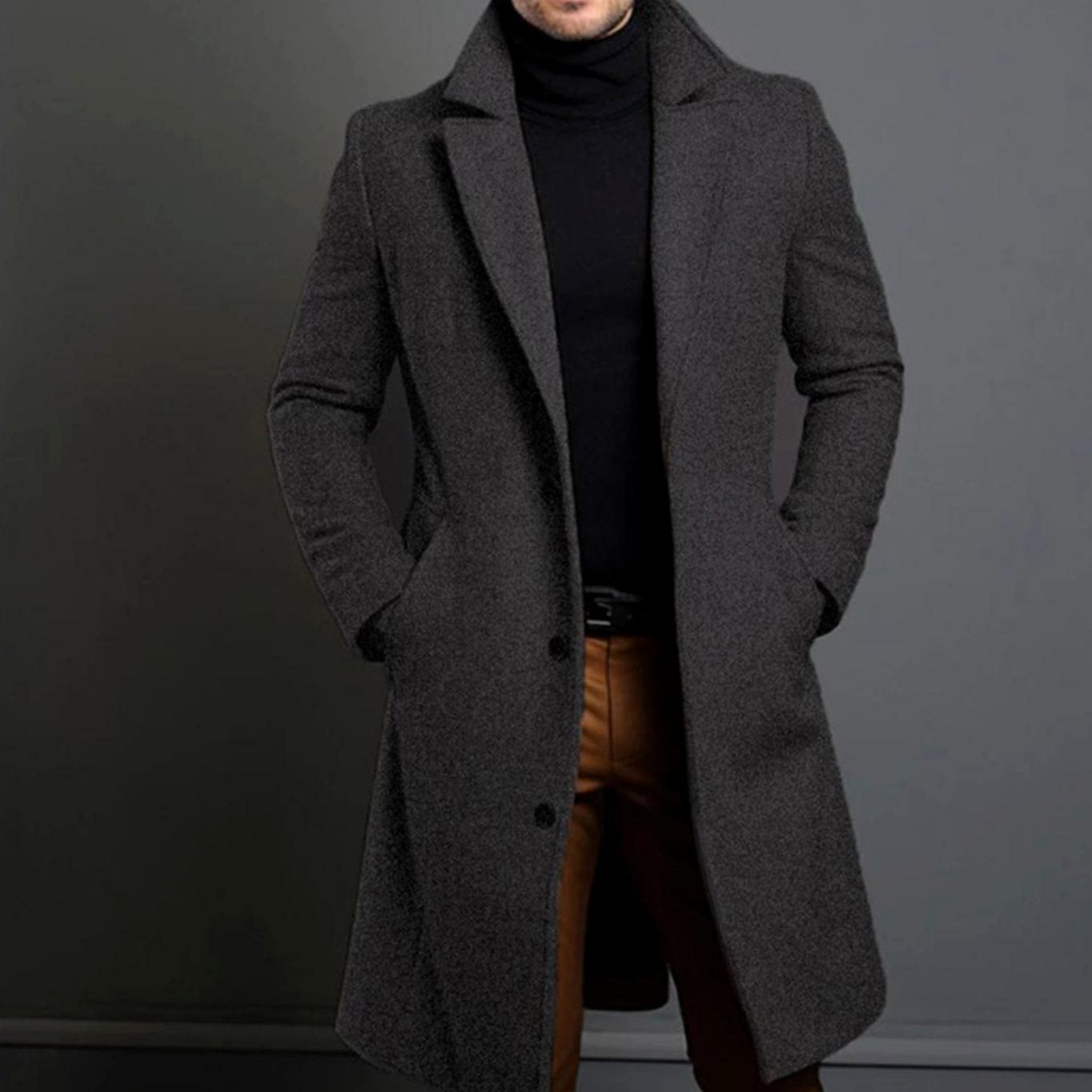 Julian | Men’s Single-Breasted Longline Wool-Blend Overcoat