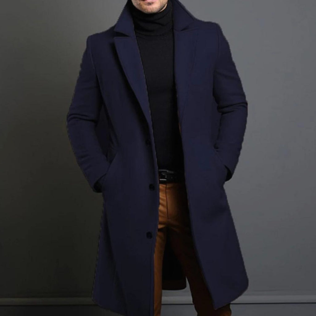 Julian | Men’s Single-Breasted Longline Wool-Blend Overcoat