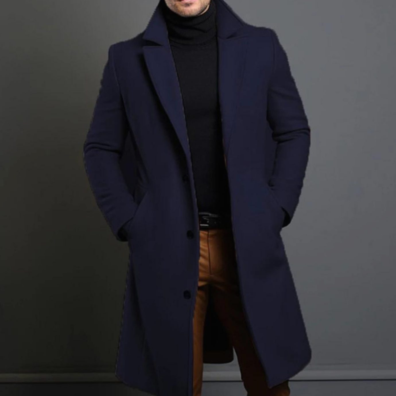 Julian | Men’s Single-Breasted Longline Wool-Blend Overcoat