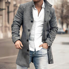 Vance | Men’s Stand-Collar Textured Tweed Single-Breasted Overcoat