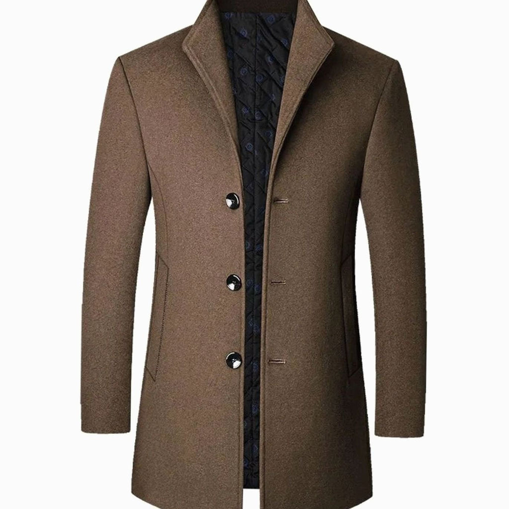 Cedric | Men’s Stand-Collar Quilted-Lined Wool-Blend Coat