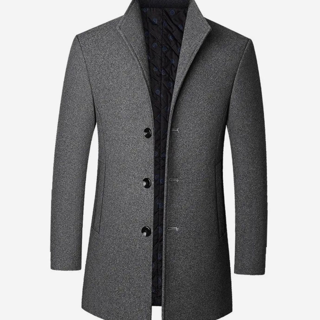 Cedric | Men’s Stand-Collar Quilted-Lined Wool-Blend Coat