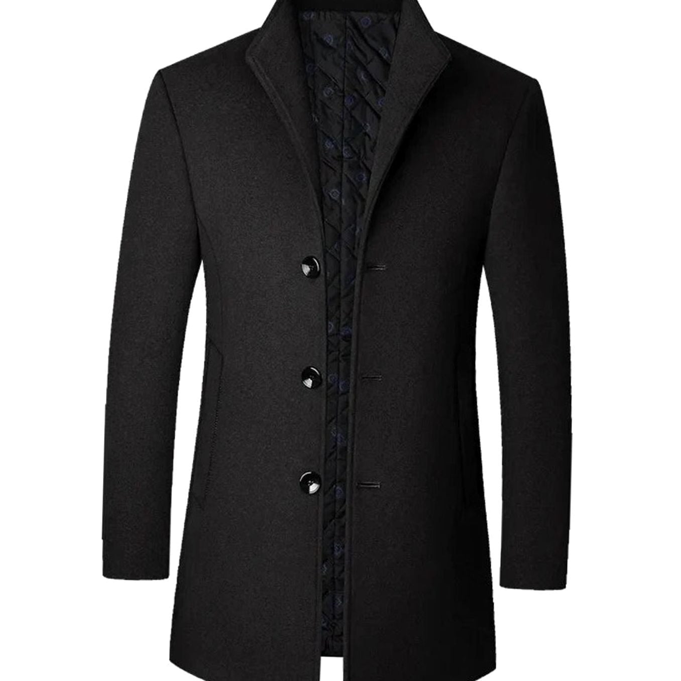 Cedric | Men’s Stand-Collar Quilted-Lined Wool-Blend Coat