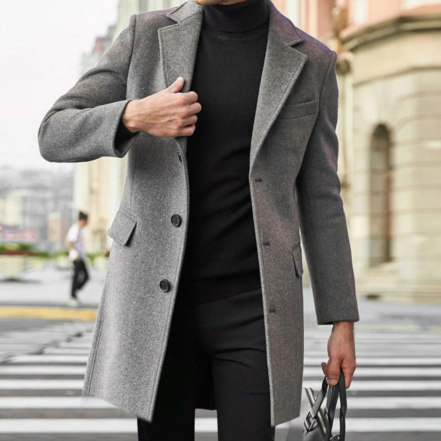 Sterling | Men’s Single-Breasted Tailored Overcoat