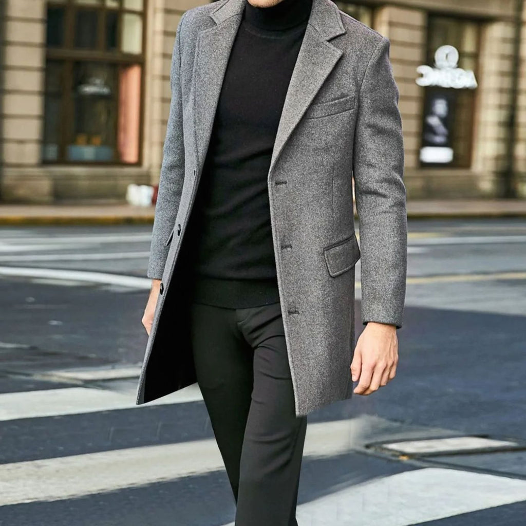 Sterling | Men’s Single-Breasted Tailored Overcoat