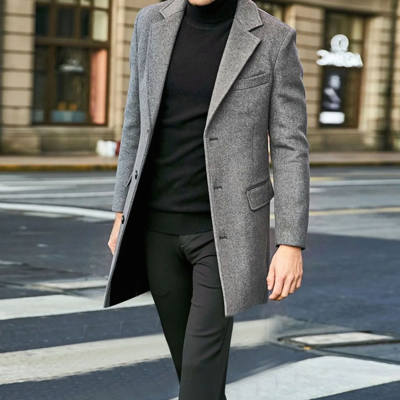 Sterling | Men’s Single-Breasted Tailored Overcoat